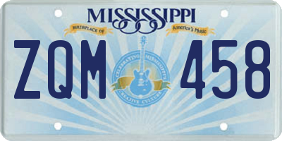 MS license plate ZQM458