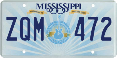 MS license plate ZQM472