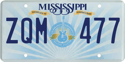 MS license plate ZQM477