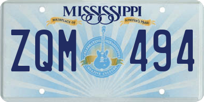 MS license plate ZQM494