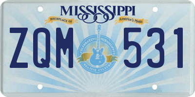 MS license plate ZQM531
