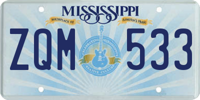 MS license plate ZQM533