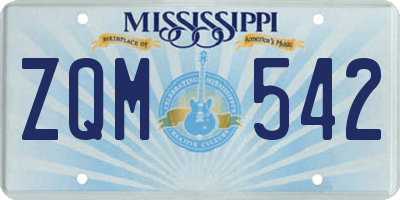 MS license plate ZQM542
