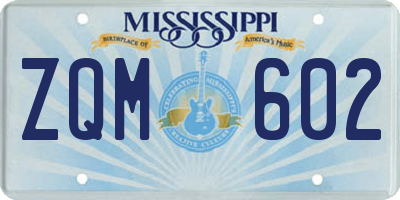 MS license plate ZQM602