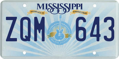 MS license plate ZQM643