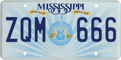 MS license plate ZQM666