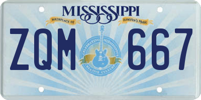 MS license plate ZQM667