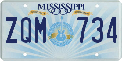 MS license plate ZQM734