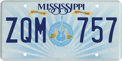 MS license plate ZQM757