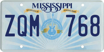 MS license plate ZQM768