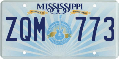 MS license plate ZQM773