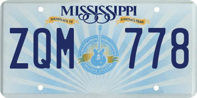 MS license plate ZQM778
