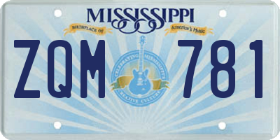MS license plate ZQM781