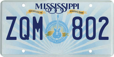 MS license plate ZQM802