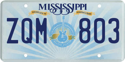 MS license plate ZQM803