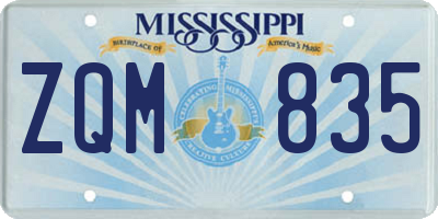MS license plate ZQM835