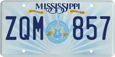 MS license plate ZQM857