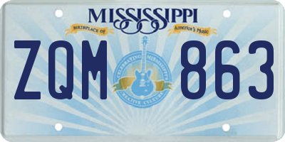 MS license plate ZQM863