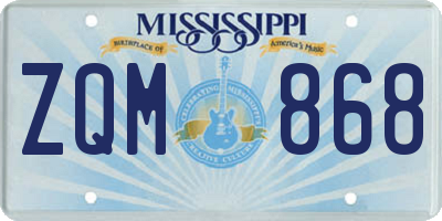 MS license plate ZQM868