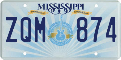 MS license plate ZQM874