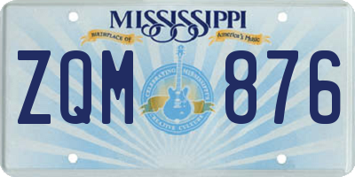 MS license plate ZQM876