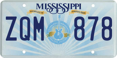 MS license plate ZQM878