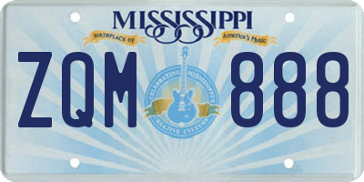 MS license plate ZQM888