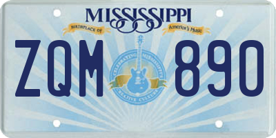 MS license plate ZQM890