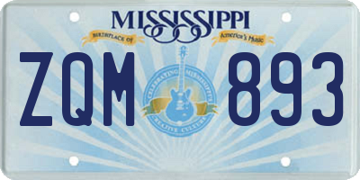 MS license plate ZQM893