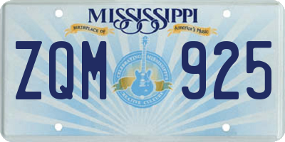 MS license plate ZQM925
