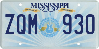 MS license plate ZQM930