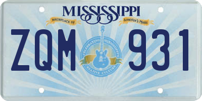MS license plate ZQM931