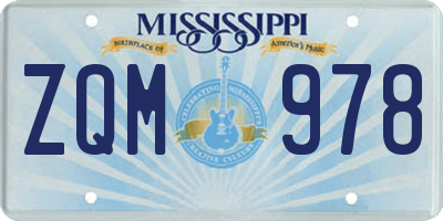 MS license plate ZQM978