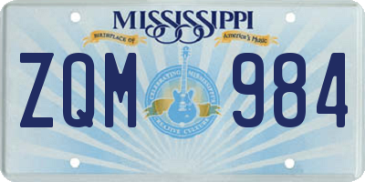 MS license plate ZQM984