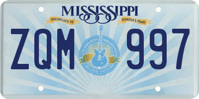 MS license plate ZQM997