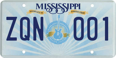 MS license plate ZQN001