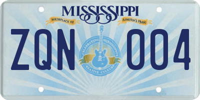 MS license plate ZQN004