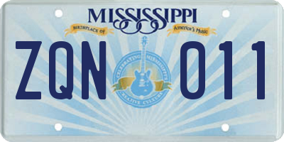 MS license plate ZQN011