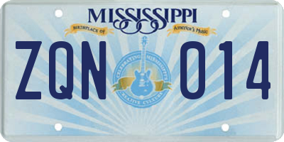 MS license plate ZQN014