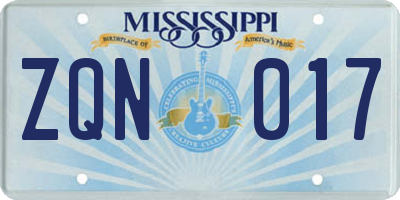 MS license plate ZQN017