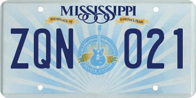 MS license plate ZQN021