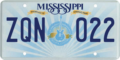 MS license plate ZQN022