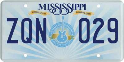 MS license plate ZQN029