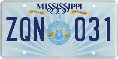 MS license plate ZQN031