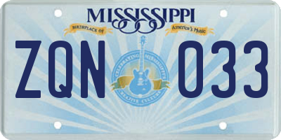 MS license plate ZQN033