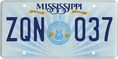 MS license plate ZQN037