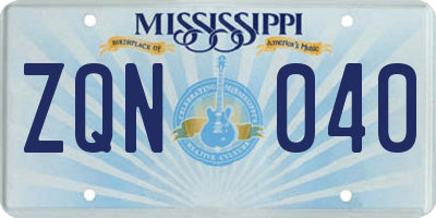 MS license plate ZQN040