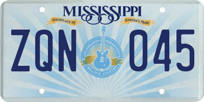 MS license plate ZQN045