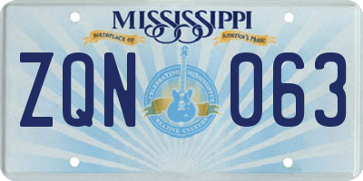 MS license plate ZQN063
