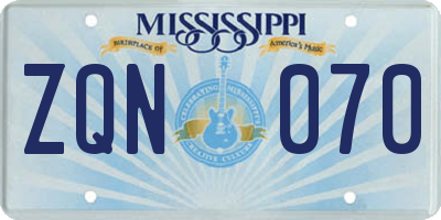 MS license plate ZQN070